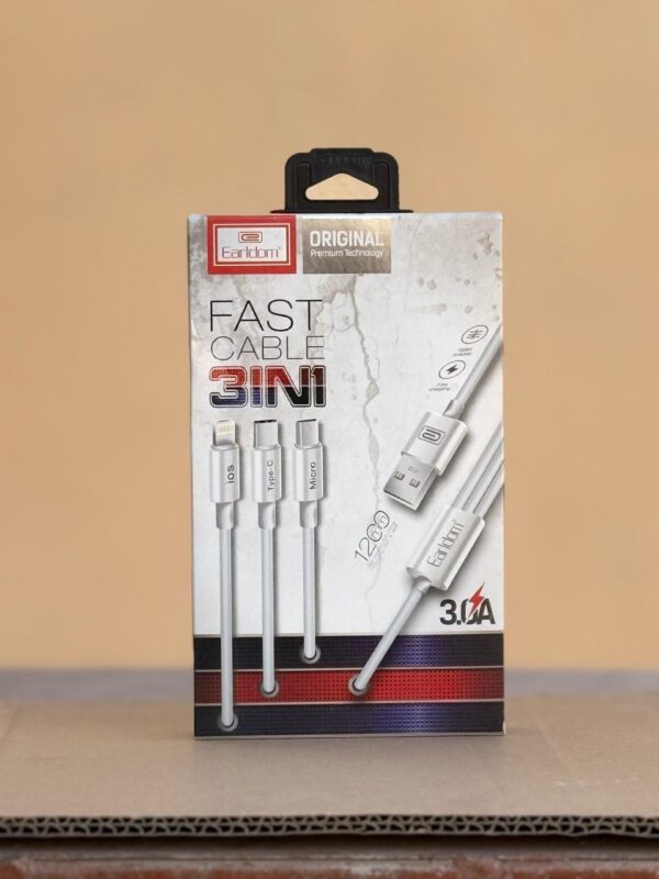 Earldom 3 in 1 Fast Charging Cable 1.2m White EC-IMC018
