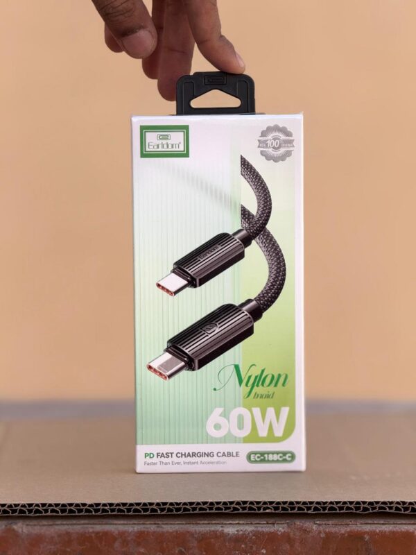 Earldom 60W Nylon PD Type-C to Lightning Cable Black EC188C-C