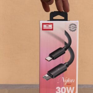 Earldom 30W Nylon PD Type-C to Lightning Cable Black EC188C-L