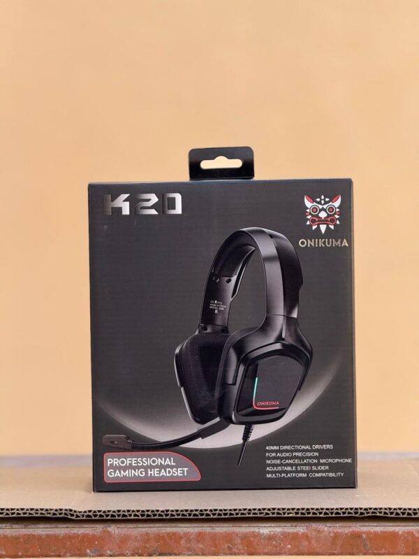 Onikuma K20 Professional Wired Gaming Headset with RGB Light and Microphone