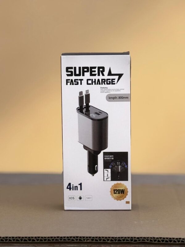 Telescopic Retractable 4 in 1 Fast Car Phone Charger 120W